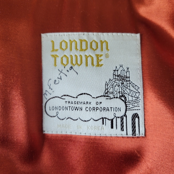 London Towne Trench Coat Men Size 40 Reg Khaki Zip Out Faux Fur Nylon Liner - Picture 9 of 15